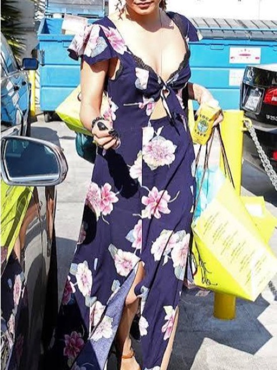 Reformation Dresses & Skirts - Reformation Navy Floral Tie-Front Maxi Dress with Pink Blossoms